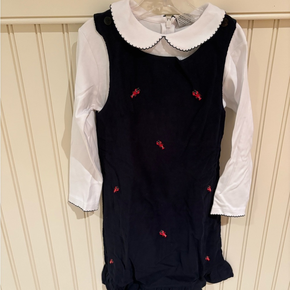 2-piece Navy Blue Dress with lobster embroidery